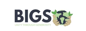 "BIGS, Unity Through Generosity" with hands holding the Earth.